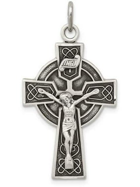 Diamond2Deal 925 Sterling Silver Antiqued Large Caravaca INRI Crucifix Cross Pendant 